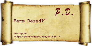 Pers Dezső névjegykártya
